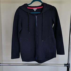 Talbots blue zip up hooded cardigan S